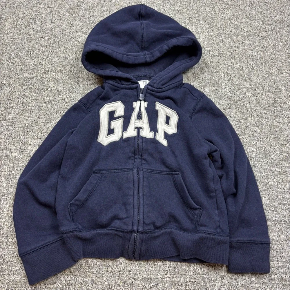 Baby Gap Toddler Boys Navy Blue Arch Logo Full Zip Up Hoodie Sweatshirt 5T